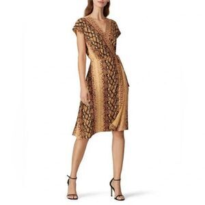 Joie‎ Bethwyn Snakeskin Print Wrap Dress in Fading Sun Brown Size S